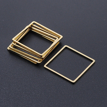 304 Stainless Steel Linking Rings, Laser Cut, Square, Golden, 20x20x1mm, Inner Size: 18x18mm