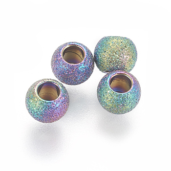 Ion Plating(IP) 304 Stainless Steel Spacer Beads, Rondelle, Rainbow Color, 4x3mm, Hole: 1.8mm