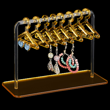 Elite 1 Set Acrylic Earring Display Stands, Coat Hanger Shape, Gold, Finished Product: 5.95x15x10.9cm, about 10pcs/set