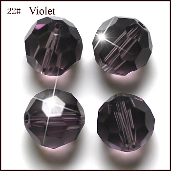 Imitation Austrian Crystal Beads, Grade AAA, Faceted(32 Facets), Round, Blue Violet, 8mm, Hole: 0.9~1.4mm