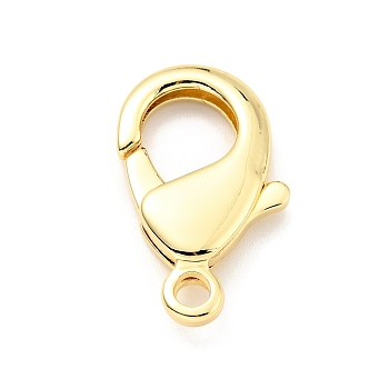Brass Lobster Claw Clasps, Cadmium Free & Lead Free, Teardrop, Real 18K Gold Plated, 27x16x5mm