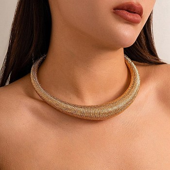 Iron Round Snake Chains Choker Necklaces, Golden, Inner Diameter: 5.12 inch(13cm)