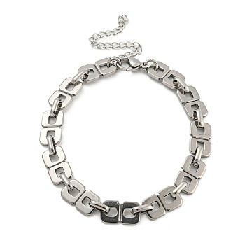 304 Stainless Steel Square Link Chains Bracelets for Men & Women, Stainless Steel Color, 7-5/8 inch(19.3cm)