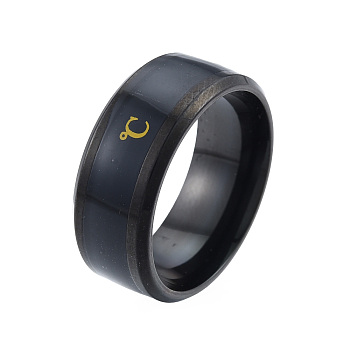 201 Stainless Steel Temperature Plain Band Finger Ring for Women, Electrophoresis Black, Inner Diameter: 17mm