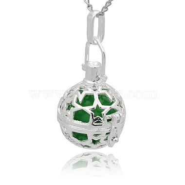 Silver Color Plated Brass Hollow Round Cage Pendants(KK-J226-10S)-2