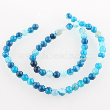 Natural Striped Agate/Banded Agate Round Bead Strands(G-E232-11)-2