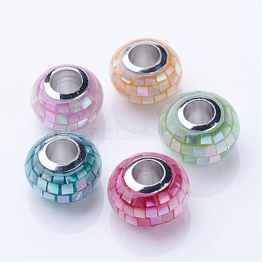 12mm Mixed Color Rondelle Shell+Brass Core Beads