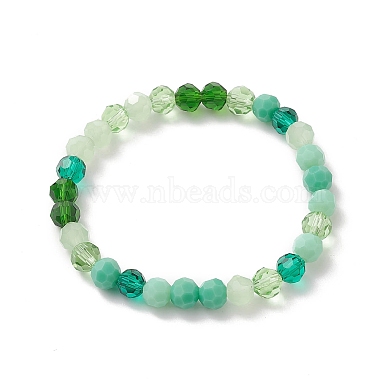 Bracelets pour enfants en perles de verre à facettes de couleur dégradée(BJEW-JB09173)-4