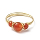 Natural Carnelian Round Braided Beaded Finger Ring(RJEW-JR00550-01)-4