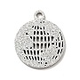 Stainless Steel Color Flat Round 304 Stainless Steel Pendants(STAS-J040-19B-P)