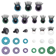 Elite 18 Sets Craft Resin Doll Eyes, 18Pcs Acrylic Doll Eyelashes, Doll Eye Make Up Accessories, for Doll DIY Craft Making, Mixed Color, 20mm(DOLL-PH0001-34)