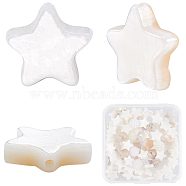 3 Strands Natural Freshwater Shell Beads Strands, Star, Creamy White, 9.5x10x3mm, Hole: 1mm, about 40pcs/strand, 13.39''(34cm)(SHEL-CN0001-02)