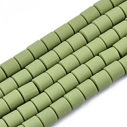Handmade Polymer Clay Beads Strands, for DIY Jewelry Crafts Supplies, Flat Round, Yellow Green, 6.5x6mm, Hole: 1.2mm, about 61pcs/strand, 15.75 inch(40cm)(CLAY-ZX006-01-104)