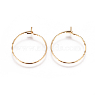 304 Stainless Steel Hoop Earrings Findings, Wine Glass Charms Findings, Real 18k Gold Plated, 20x0.6mm, 22 Gauge(STAS-F227-54A-G)