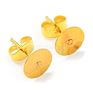 Iron Stud Earring Findings, Flat Round Earring Pads with Butterfly Earring Back, Golden, 8mm, 100pcs/bag(IFIN-Q001-01C-G)