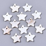 Natural Freshwater Shell Charms, Star, Seashell Color, 14x15x2mm, Hole: 1.6mm(X-SHEL-R113-06)