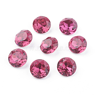 Pointed Back & Back Plated K9 Glass Rhinestone Cabochons, Grade A, Faceted, Flat Round, Fuchsia, 8x4.5mm(RGLA-J012-8mm-502)