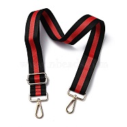 Adjustable Nylon Bag Chains Strap, with Light Gold Iron Swivel Clasps, for Bag Replacement Accessories, Black & Red, Stripe Pattern, 82~147x3.9cm(X1-AJEW-P059-08)