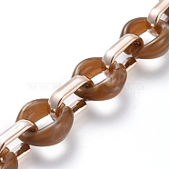 Transparent Acrylic Handmade Cable Chain, Flat Oval, Coffee, 18.5x11.5x4.5mm, about 39.37 inch(1m)/strand(AJEW-JB00547-05)