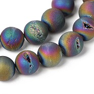 Electroplate Natural Agate Round Bead Strands, Grade A, Rainbow Plated, 10mm, Hole: 1mm, about 37pcs/strand, 15.1 inch(G-M171-10mm-04)