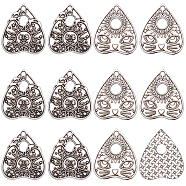 40PCS 2Style Tibetan Style Alloy Pendants, Cadmium Free & Nickel Free & Lead Free, Antique Silver, 26x22.5x1.5mm, Hole: 1.8mm(FIND-SC0008-48)