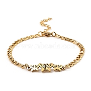 201 Stainless Steel Link Bracelet for Women, Golden, Butterfly, 7-3/8 inch(18.7cm)(BJEW-D062-01A)