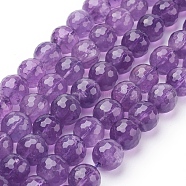 Natural Amethyst Beads Strands, Round, Faceted, Purple, 10mm, hole: 1mm, 18pcs/strand, 8 inch(X-G-C073-10mm-3)