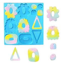Irregular Mixed Shapes DIY Earring Silicone Molds, Resin Casting Molds, for UV Resin & Epoxy Resin Jewelry Making, Deep Sky Blue, 126x118x5.4mm(DIY-Q034-03)