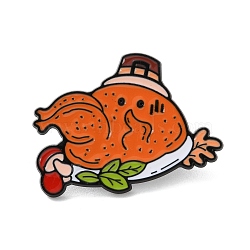 Enamel Pins, Alloy Brooches, Roast Chicken, Orange, 23.5x31.5mm(JEWB-S038-01EB-03)