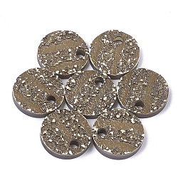 Resin Pendants, Flat Round, Olive, 16.5~17x4mm, Hole: 2.5mm(RESI-S374-04A-07)