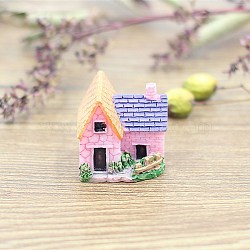 Resin Villa House Figurines Display Decorations, Micro Landscape Garden Decoration, Pink, 20x25x30mm(WG62779-01)