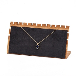 Bamboo Necklace Display Stand, L-Shaped Long Chain Display Stand, Rectangle, Gray, 24x1.2x12.1cm(NDIS-E022-02A)