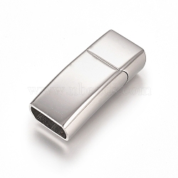 304 Stainless Steel Magnetic Clasps with Glue-in Ends, Rectangle, Stainless Steel Color, 32.3x14x9.2mm, Hole: 6.4x11.9mm(STAS-L238-003P)