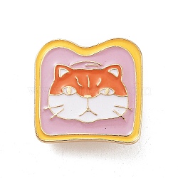 Alloy Enamel Brooches, Light Gold Enamel Pin, Cat Shape, 28x28x2mm(JEWB-K021-03H-KCG)