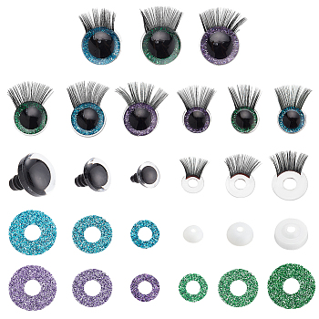 Elite 18 Sets Craft Resin Doll Eyes, 18Pcs Acrylic Doll Eyelashes, Doll Eye Make Up Accessories, for Doll DIY Craft Making, Mixed Color, 20mm