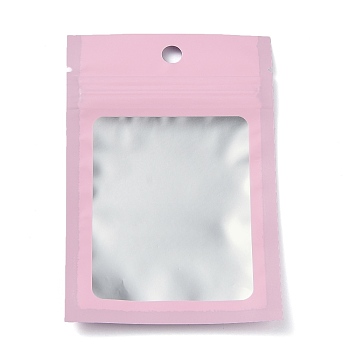 Plastic Zip Lock Bag, Gradient Color Storage Bags, Self Seal Bag, Top Seal, with Window and Hang Hole, Rectangle, Pink, 12x8x0.25cm, Unilateral Thickness: 3.1 Mil(0.08mm), 95~100pcs/bag
