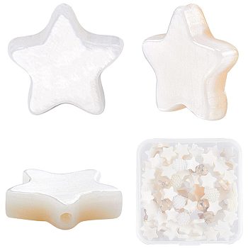 3 Strands Natural Freshwater Shell Beads Strands, Star, Creamy White, 9.5x10x3mm, Hole: 1mm, about 40pcs/strand, 13.39''(34cm)