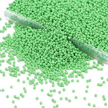 11/0 Glass Seed Beads, Baking Varnish, Opaque Colours, Round, Dark Sea Green, 2x1.5mm, Hole: 0.3mm, about 100g/box