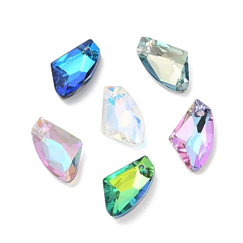 Electroplated Glass Pendants, Back Plated, Faceted, Polygon, Mixed Color, 19x11x5mm, Hole: 1.2mm