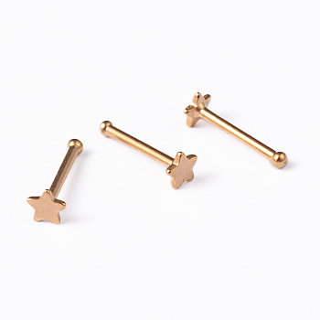 Star 304 Stainless Steel Nose Studs Nose Piercing Jewelry, Golden, 8.5mm, Pin: 1mm