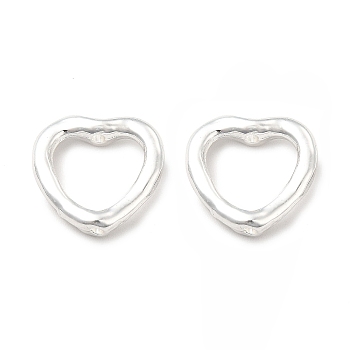 Long-Lasting Plated Alloy Bead Frame, Cadmium Free & Nickel Free & Lead Free, Heart, Silver, 14x14x3.5mm, Hole: 1.2mm, Inner Diameter: 10x9mm