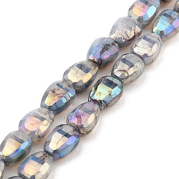 Imitation Jade Glass Beads Strands, AB Color Plated, Faceted, Teardrop, Slate Gray, 9x6x4.5mm, Hole: 2.2mm, about 58pcs/strand, 20.67''(52.5cm)