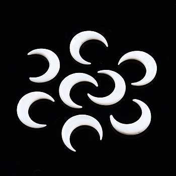 Freshwater Shell Beads, Double Horn/Crescent Moon, Creamy White, 20x17~17.5x3mm, Hole: 1mm