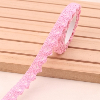 Lace Trim, Cotton Lace Ribbon, with Adhesive Back, For Sewing Decoration, Pearl Pink, 5/8 inch(15mm), about 1.97 Yards(1.8m)/Roll