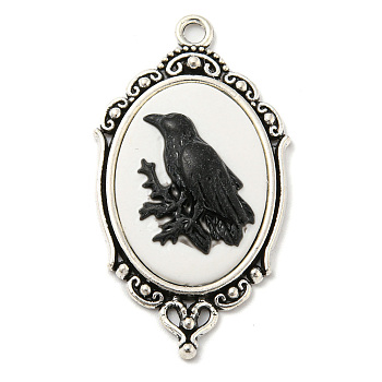 Gothic Style Alloy with Resin Pendants, Bird, 42.5x23.5x6mm, Hole: 2.5mm