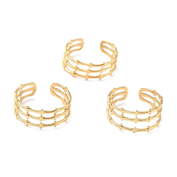 Ion Plating(IP) 304 Stainless Steel Finger Rings, Cuff Rings, Long-Lasting Plated, Bone Shape, Golden, US Size 6 3/4(17.1mm), 6~9mm