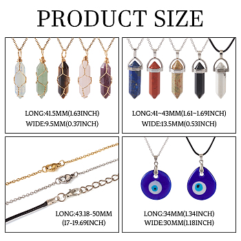 DIY Pendant Necklace Making Kits, included Natural & Synthetic Gemstone Pendants, Handmade Lampwork Evil Eye Pendants, Waxed Cord & 304 Stainless Steel Necklace, Mixed Color