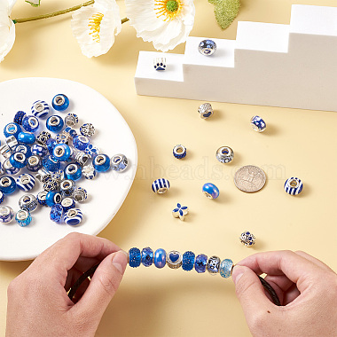Cheriswelry 98 pièces perles européennes en résine craquelée(DIY-CW0001-14)-7
