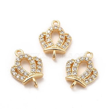 Rack Plating Brass Micro Pave Clear Cubic Zirconia Connector Charms(KK-E081-05G)-2