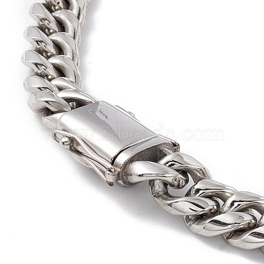 304 Stainless Steel Curb Chains Necklace with Rhinestone Skull for Men Women(NJEW-E155-09P)-4